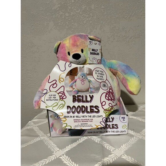 BELLY DOODLES PLUSH BEAR DRAW ON BELLY WITH INCLUDED LED LIGHT PEN AGES 3+ - Picture 1 of 5